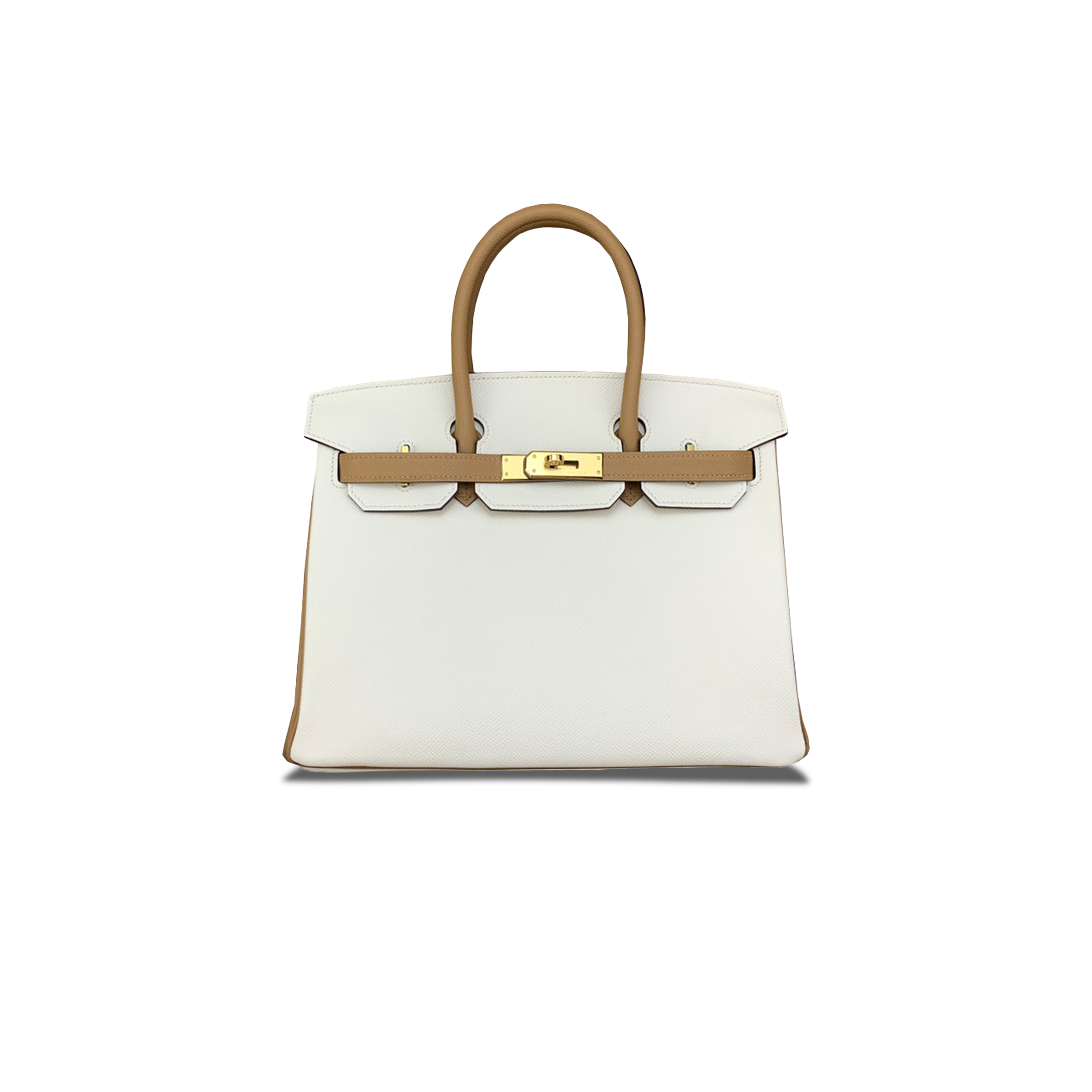 HERMES MASTER BIRKIN 30 TOGO LEATHER MILKSHAKE WHITE BISCUIT COLOR GOLD BUCKLE HANDBAG 2929278431 (30*23*15cm)